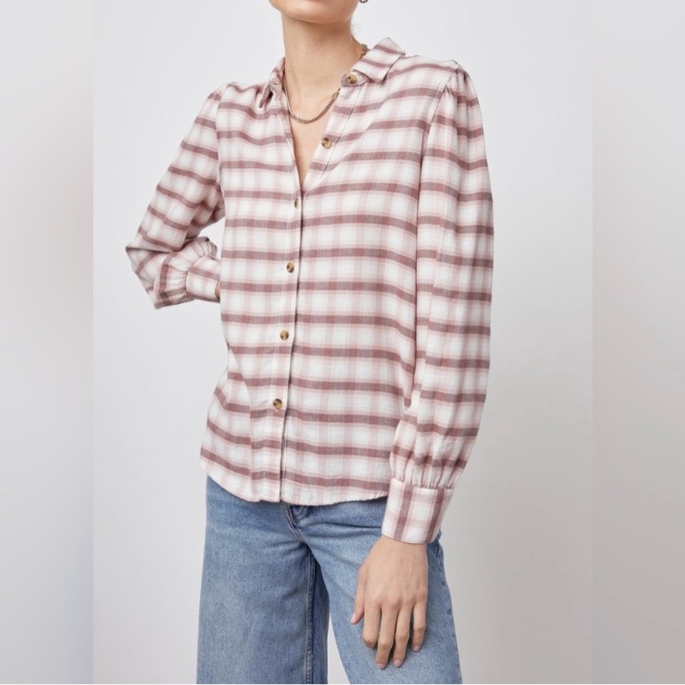 Rails Flannel Angelica Mauve Rose Iron Rayon Cotton button down
